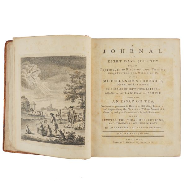 [HANWAY, Jonas (1712-86)]. A Journal of Eight Days Journey from Portsmouth to Kingston upon Thames, London, 1756-58, 4to, 4 engraved plates, contemporary calf. FIRST EDITION. With 3 other works in 5 volumes. (6)