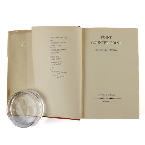 HUXLEY, Aldous (1894-1963). Point Counter Point, London, 1928, 8vo, original orange cloth lettered in gilt, dust-jacket (a few short tears, some light creasing at edges, some very light staining). FIRST EDITION.