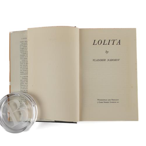 NABOKOV, Vladimir (1899-1977). Lolita, London, 1959, 8vo, original black cloth, dust-jacket. A FINE COPY OF THE FIRST U.K. EDITION. With 4 other books including L' Affaire Lolita. Défence de l' Ecrivain (Paris, 1957, limited edition). (5)