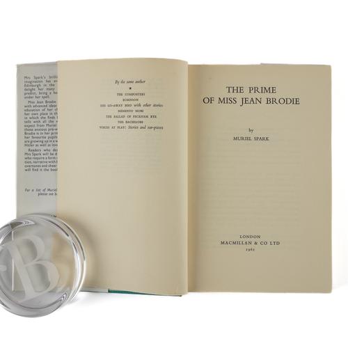 SPARK, Muriel (1918-2006). The Prime of Miss Jean Brodie, London, 1961, 8vo, original green cloth, dust-jacket. FIRST EDITION.