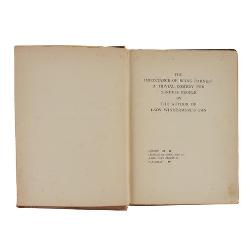 [WILDE, Oscar (1854-1900)]. The Importance of Being Earnest. A Trivial Comedy for Serious People by the Author of Lady Windermere's Fan, London, Leonard Smithers, 1899, 4to, original lilac cloth gilt. FIRST EDITION. NUMBER 283 OF 1,000 COPIES.