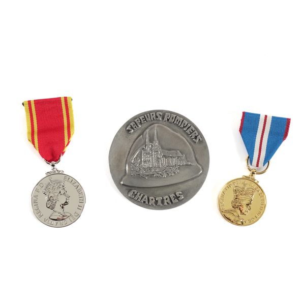 TWO MEDALS AND A MEDALLION RELATING TO THE FIRE BRIGADE (3)