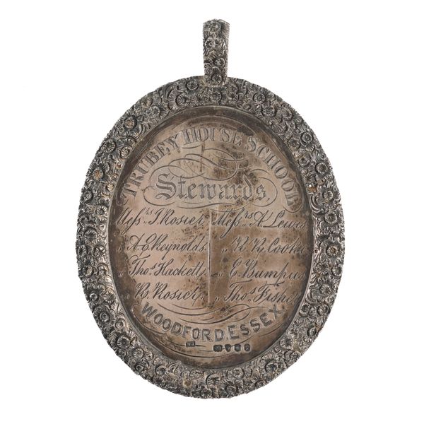 A VICTORIAN SILVER OVAL PRIZE MEDALLION