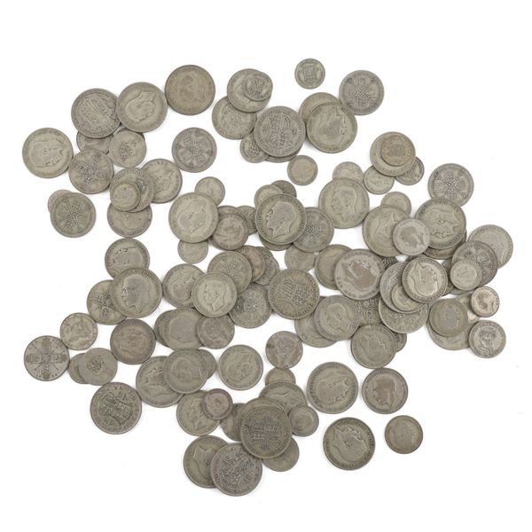 A GROUP OF BRITISH PRE-DECIMAL PRE-1947 SILVER COINAGE (QTY)