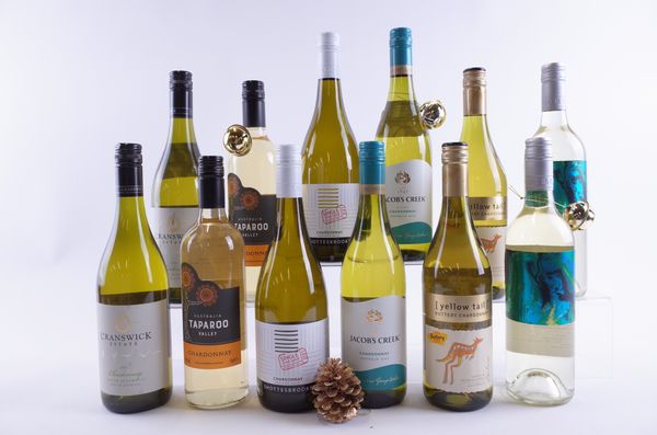 TEN BOTTLES AUSTRALIAN CHARDONNAY AND TWO SAUVIGNON BLANC