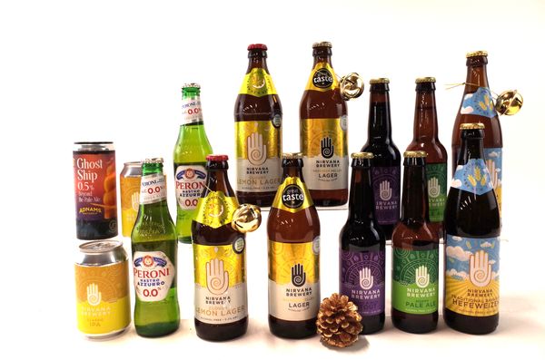 TWELVE BOTTLES AND THREE CANS ALCOHOL-FREE BEER