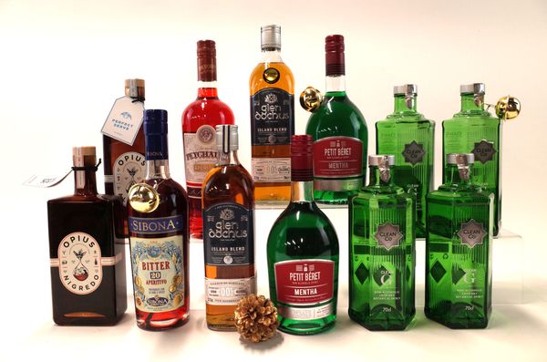 TEN BOTTLES ALCOHOL-FREE SPIRITS AND TWO APERITIF