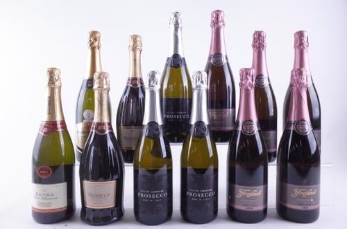 SEVEN BOTTLES CAVA AND FIVE PROSECCO