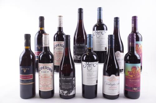 TWELVE BOTTLES AMERICAN AND CANADIAN RED WINE