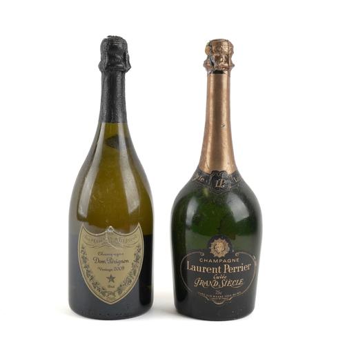 A BOTTLE OF DOM PERIGNON CHAMPAGNE 2009 AND A BOTTLE OF LAURENT PERRIER GRAND SIECLE CHAMPAGNE (2)