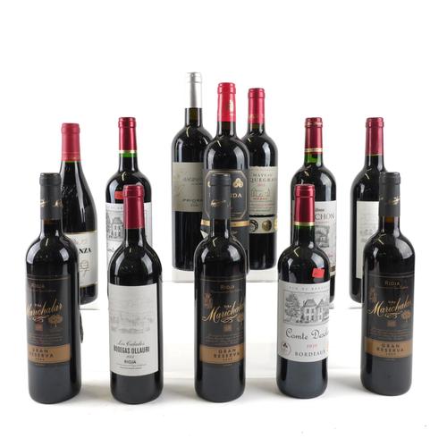 TWELVE BOTTLES OF RED WINE INCLUDING TWO BOTTLES OF LOS CALADES BODEGAS OLLAURI RIOJA 2003 (12)