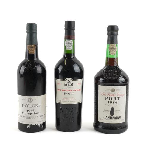 THREE BOTTLES OF PORT INCULDING A BOTTLES OF TAYLOR'S 1977 VINTAGE PORT (3)