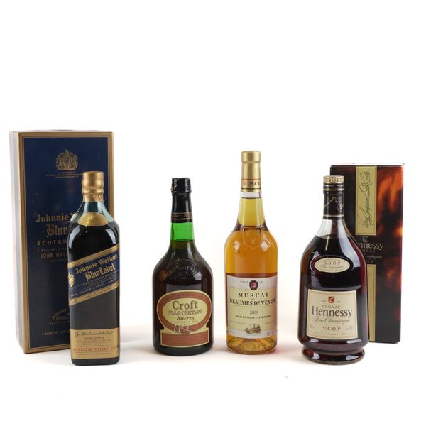 FOUR BOTTLES INCLUDING JOHNNIE WALKER BLUE (4)