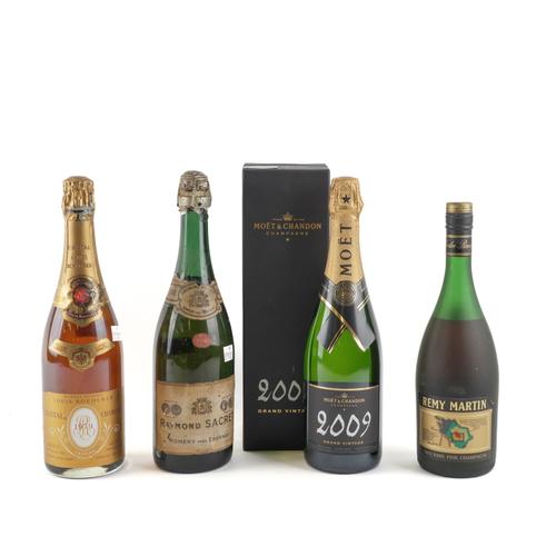 THREE BOTTLES OF CHAMPAGNE AND A BOTTLE OF CHAMPAGNE COGNAC (4)