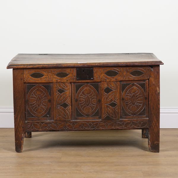 A MID 17TH CENTURY OAK COFFER