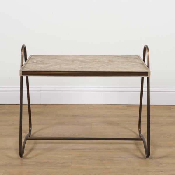 THE GENNESSO SIDE TABLE; A MODERN PARQUETRY INLAID RECTANGULAR SIDE TABLE