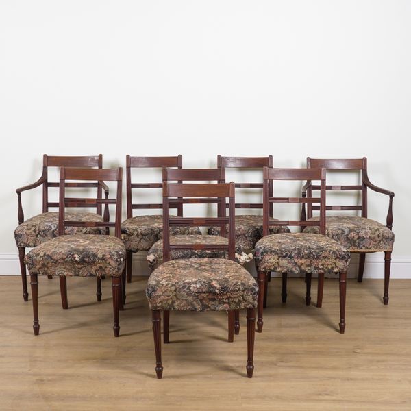 A SET OF EIGHT REGENCY MAHOGANY FRAMED DINING CHAIRS (8)