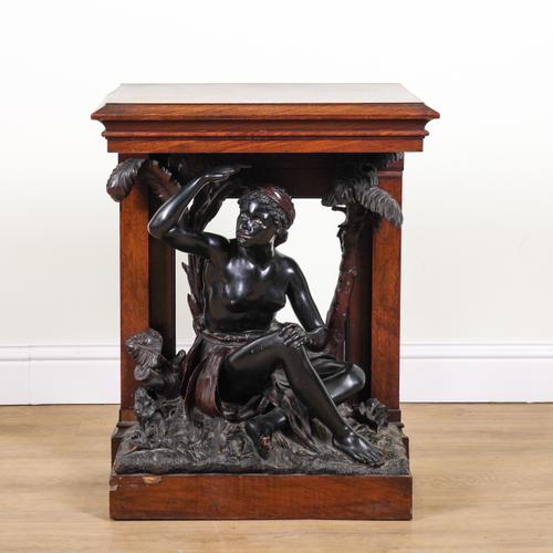 V. BESAREL; A 19TH CENTURY ITALIAN WALNUT CONSOLE TABLE