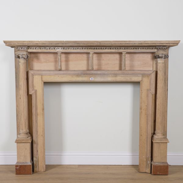 A 19TH CENTURY AND LATER PINE FIRE SURROUND