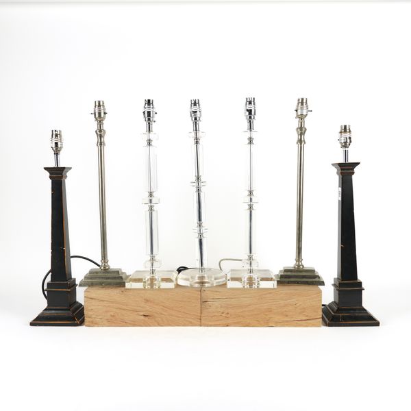 THREE PAIRS OF TABLE LAMPS AND ANOTHER (7)