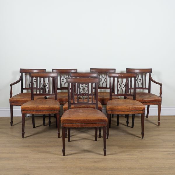 A SET OF EIGHT GEORGE III MAHOGANY FRAMED DINING CHAIRS (8)