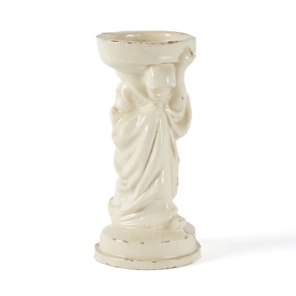 CARTER & CO,  POOL POTTERY: A RARE STONEWARE WHITE GLAZED CANDLESTICK