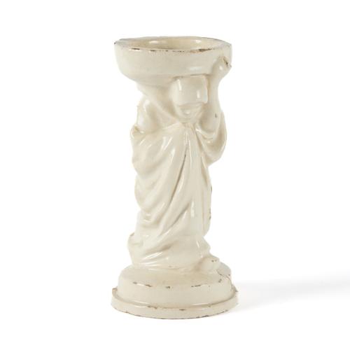 CARTER & CO, POOL POTTERY: A RARE STONEWARE WHITE GLAZED CANDLESTICK
