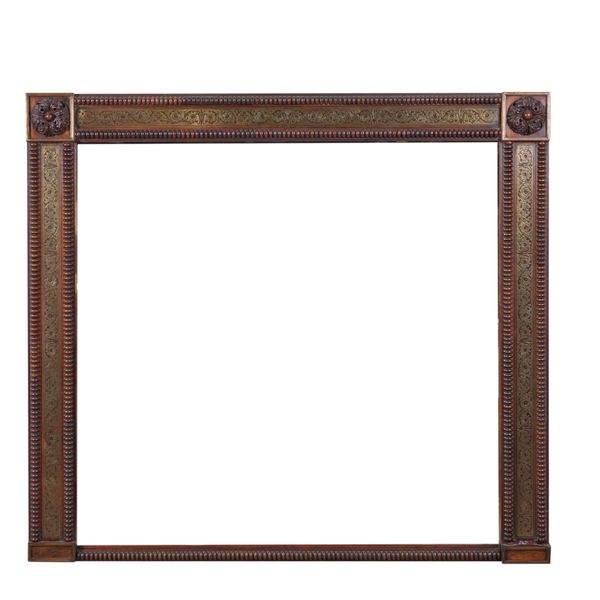 A REGENCY BRASS INLAID ROSEWOOD WALL MIRROR