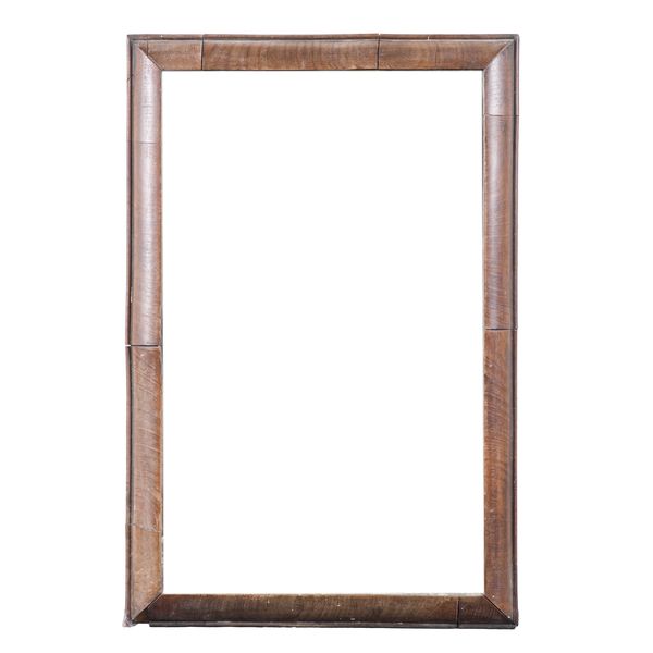 AN 18TH CENTURY WALNUT CUSHION FRAMED WALL MIRROR