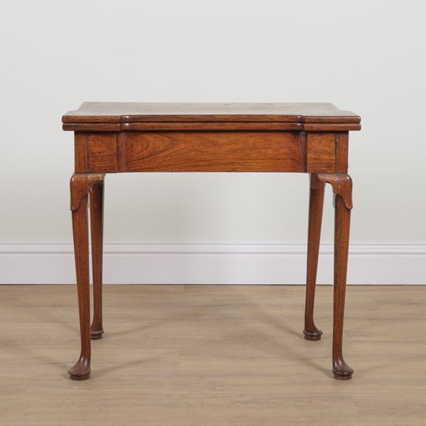 A MID 18TH CENTURY PADAUK RECTANGULAR BREAKFRONT CARD TABLE