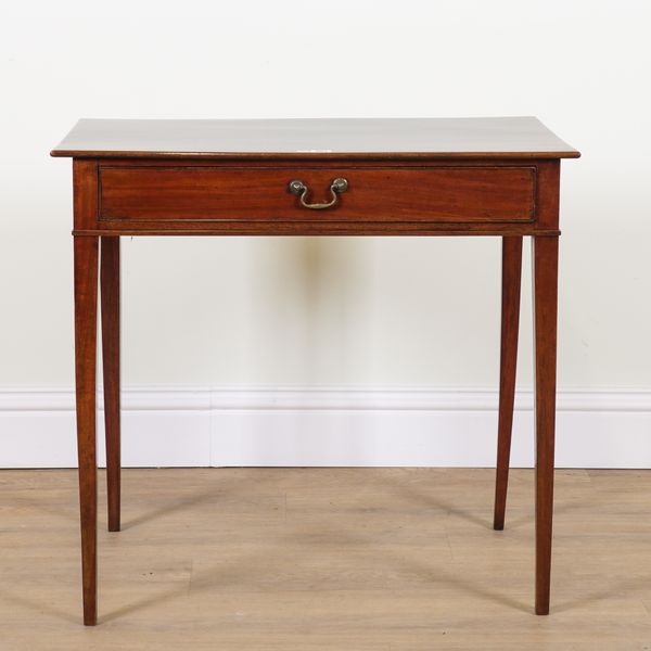 A GEORGE III MAHOGANY SINGLE DRAWER SIDE TABLE