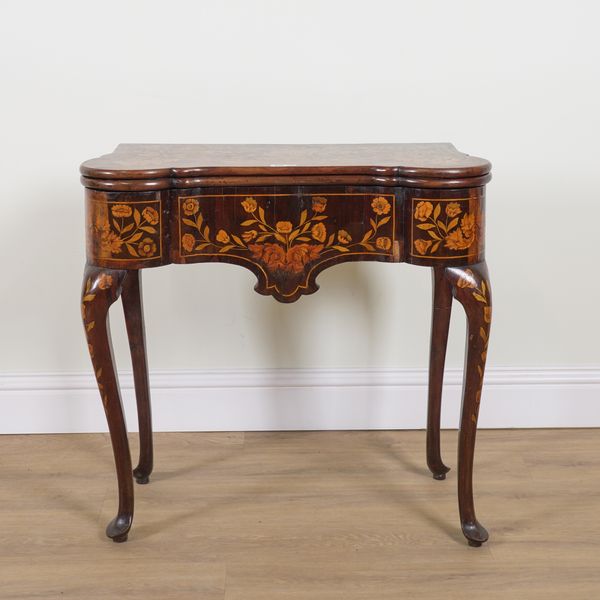 AN 18TH CENTURY DUTCH FLORAL MARQUETRY INLAID GAMES TABLE