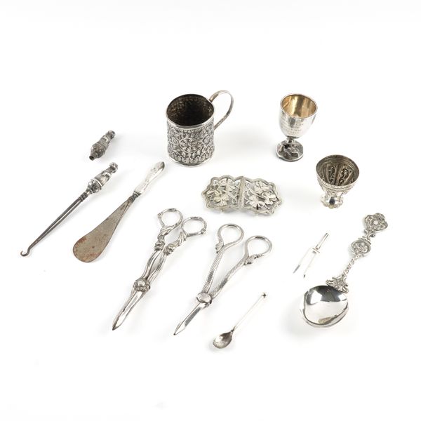 A GROUP OF SILVER, FOREIGN AND PLATED WARES (12)