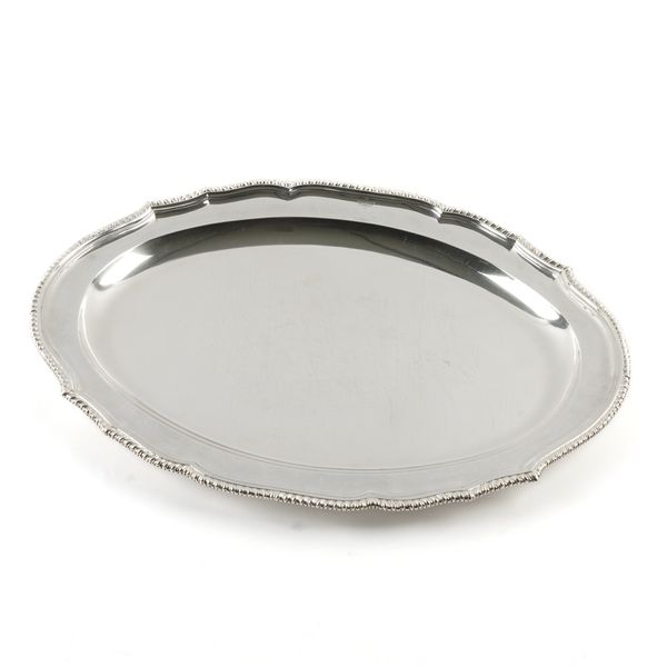 A GEORGE III SILVER SHAPED OVAL SERVING DISH