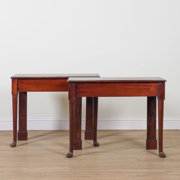 A PAIR OF RECTANGULAR MAHOGANY CONSOLE TABLES (2)