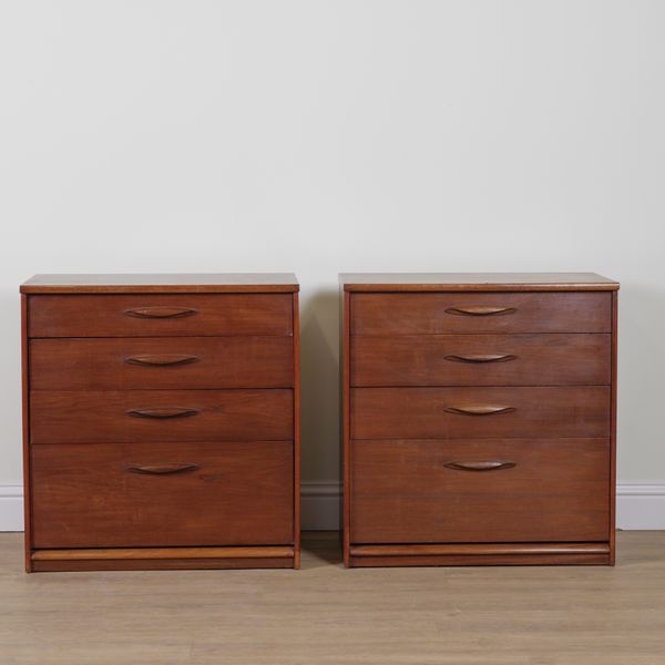 A PAIR OF MID 20TH CENTURY TEAK FOUR DRAWER SIDE CHESTS (2)