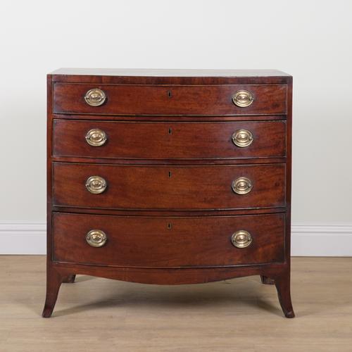A 19TH CENTURY MAHOGANY BOWFRONT FOUR DRAWER CHEST