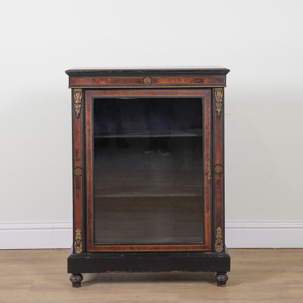 A VICTORIAN EBONISED GILT METAL MOUNTED PIER CABINET