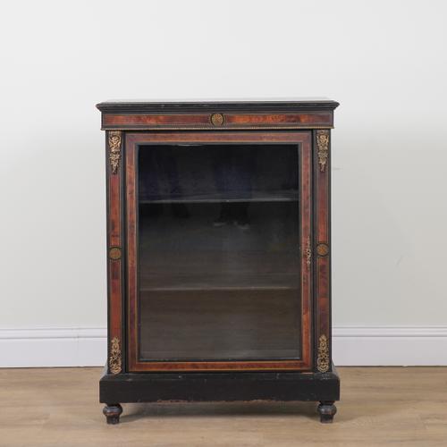 A VICTORIAN EBONISED GILT METAL MOUNTED PIER CABINET