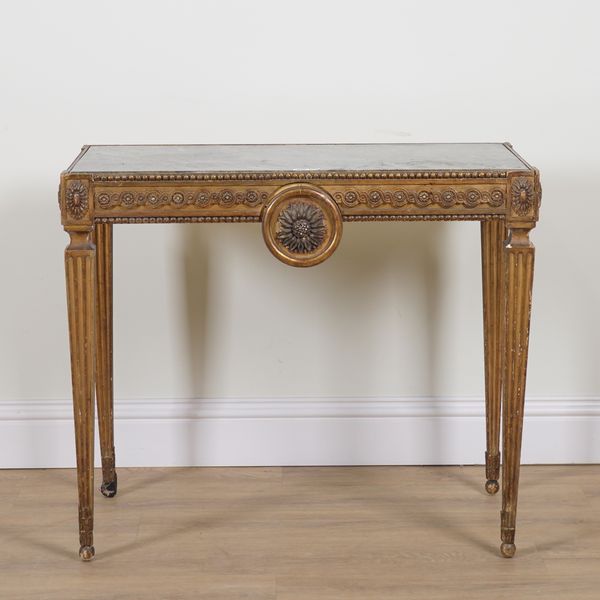 A 19TH CENTURY RECTANGULAR MARBLE TOP CONSOLE TABLE