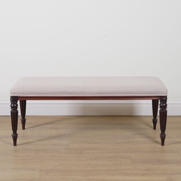 A RECTANGULAR MAHOGANY FOOTSTOOL