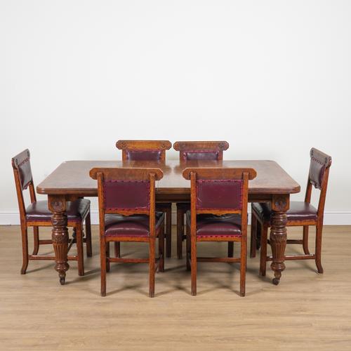A VICTORIAN OAK EXTENDING DINING TABLE (7)