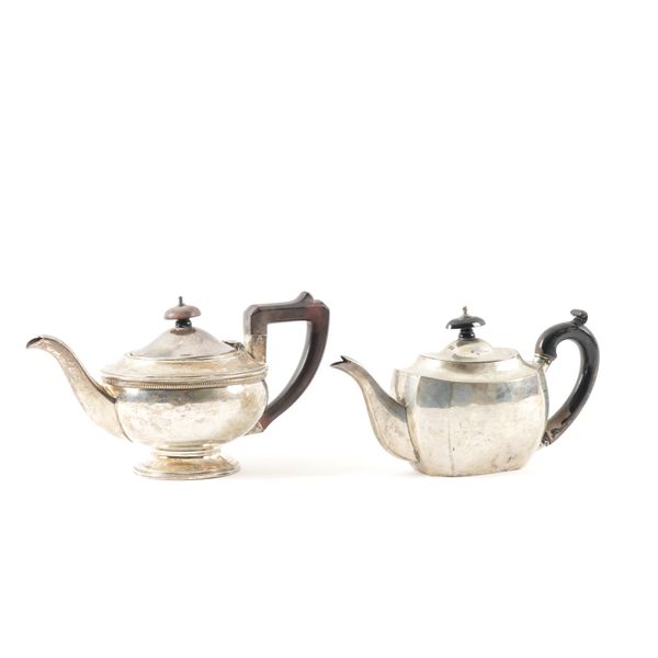 TWO SILVER TEAPOTS (2)