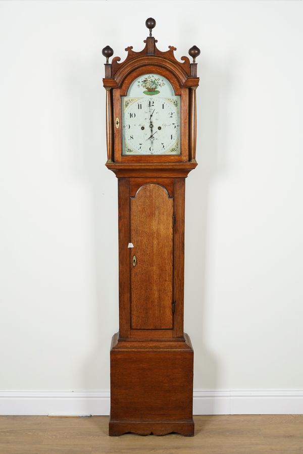 WILLIAM FLINT, ASHFORD: AN OAK 8-DAY STRIKING LONG CASE CLOCK