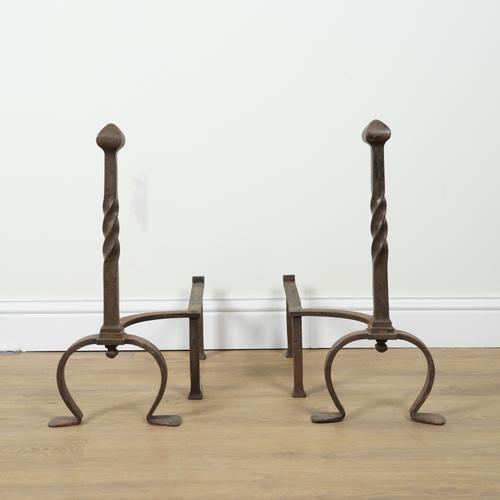 A PAIR OF 17TH CENTURY STYLE WROUGHT-IRON FIREDOGS (2)