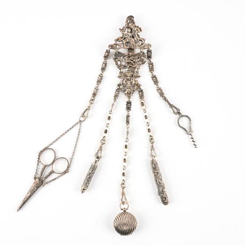 A VICTORIAN SILVER CHATELAINE