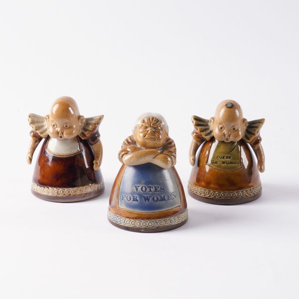 THREE ROYAL DOULTON `VOTES FOR WOMEN' STONEWARE INKWELLS (3)