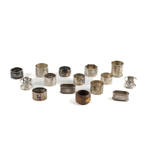 SIXTEEN MILITARY & NAUTICAL MOSTLY SILVER NAPKIN RINGS (16)