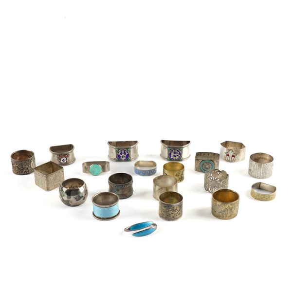 TWENTY SILVER AND OTHER NAPKIN RINGS (20)