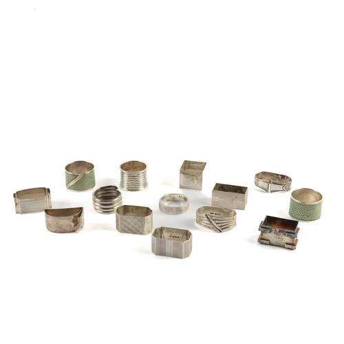 FOURTEEN SILVER NAPKIN RINGS (14)